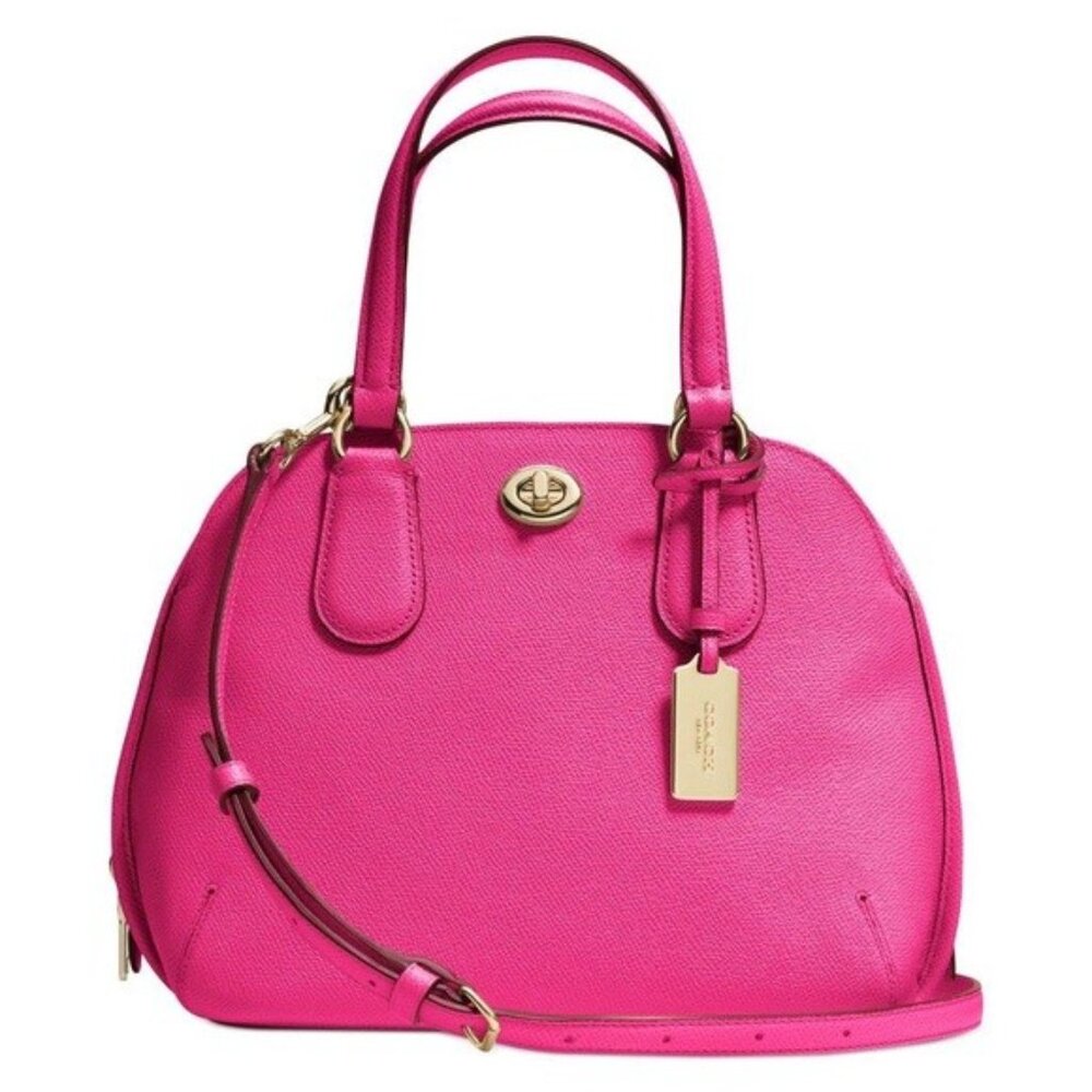 Like New Coach Prince Street Ruby Pink Leather Crossbody Bag Purse